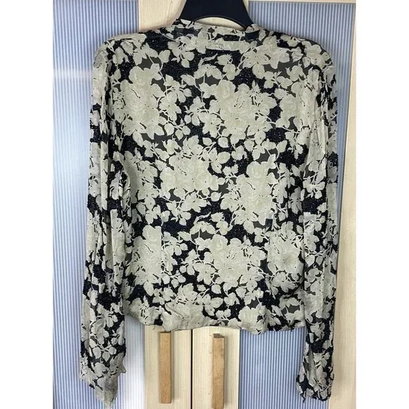 Carmen‎ Marc Valvo Beaded V-Neck Top Blouse Sz 14 Designer Party Wedding Silk - Picture 11 of 12